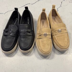 Anne Klein Women's Black and Beige Loafers